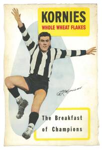 1954 Kornies "Champion Footballers (Large Panels)" -  Thorold Merrett (Collingwood). Rarity 10. Fair/G condition.