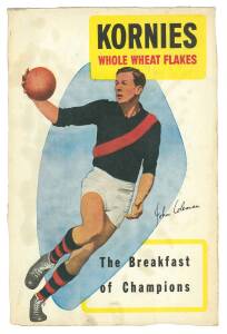 1954 Kornies "Champion Footballers (Large Panels)" -  John Coleman (Essendon). Rarity 10. Fair/G condition.