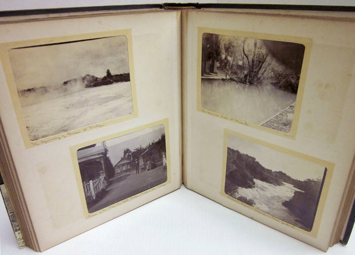 c1903-04 KODAK PHOTOGRAPH ALBUM, with 108 photographs from a trip including Vesuvius, Columbo, Australia & New Zealand, noted Test match at SCG (2) & maoris. Many wonderful scenes.