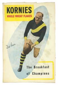 1954 Kornies "Champion Footballers (Large Panels)" - &nbsp;Des Rowe (Richmond). Rarity 10. Fair/G condition.