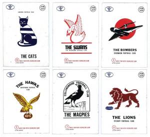 1973 Scanlens "Club Mascot Sticker Inserts" [6/12]. G/VG. Scarce.