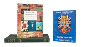 FOOTBALL LIBRARY, noted "The Book of Football - A Complete History and Record of the Association and Rugby Games" by Wall, et al [London, 1906]; "A Football Compendium - A Comprehensive Guide to the Literature of Association Football" by Seddon [UK, 1995]