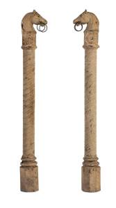 A pair of cast iron horse hitching posts, each 134cm tall.