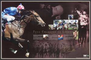MAKYBE DIVA: "From Champion to Legend - How Makybe Diva Achieved Equine Immortality" print, signed by jockey Glen Boss, limited edition 84/500, window mounted, framed & glazed, overall 90x64cm. With CoA.