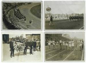 1924 PARIS OLYMPICS: Collection of photographs (11) ex Australian walker Ernest Austen, including Australian team in their blazers (31x25cm); Australians marching in Opening Ceremony; and start of 10000m Walk. Also "Le Mirror Des Sports" magazine for 5 Ju