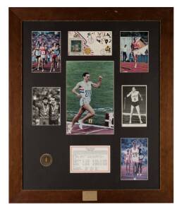 STEVE OVETT, display comprising signed picture, window mounted with cover & 5 other pictures, framed & glazed, overall 83x99cm.