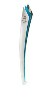 2000 SYDNEY OLYMPIC TORCH, three layers consisting of polished stainless steel, anodized aluminum and coated aluminum, 77cm, designed by Blue Sky Design, Sydney, manufactured by G.A. & L. Harrington.