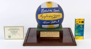 SYDNEY 2000 VOLLEYBALL, signed by Kerri Potthurst & Natalie Cook, in perspex/wood display case, limited edition of 50, 31x31x36cm.