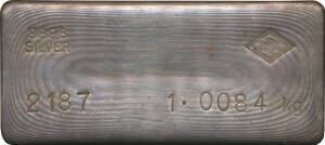 BULLION: Silver,Â 1kg Â ingot, S.R. Mitchell, stamped '9998 Silver' / '2187', '1.0084kg'.