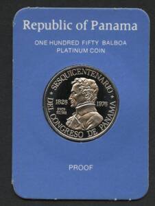 BULLION:Â Platinum, Panama 1976 150 Balboa Proof, KM #43, cased in box (0.999 9.30g).