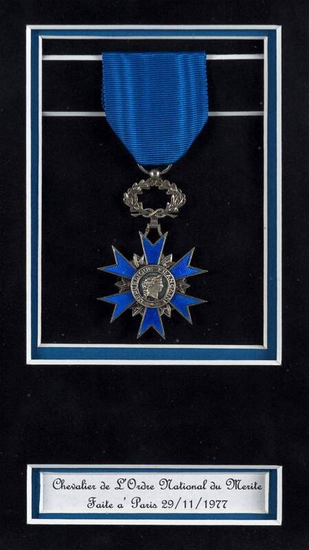 FRANCE: CHEVALIER DE L'ORDER NATIONAL DU MERITE (Knight of the National Order of Merit) for distinguised military and civil achievements, awarded to Sylvian Attali, President of the Society of Melbourne, for his contribution to trade between France and Au