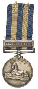 GREAT BRITAIN: EGYPT MEDAL, 'THE NILE 1884-85' clasp, MY #131ix, engraved '609. PTE. R. NELSON. I/GORDON:HIGHRS.', VF.