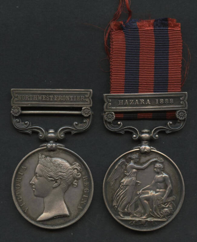 GREAT BRITAIN: INDIA GENERAL SERVICE MEDAL, 'HAZARA 1888' clasp,Â MY #117 engraved '602 Pte A. FRASER 2d BnÂ Secd Highs',Â VF.