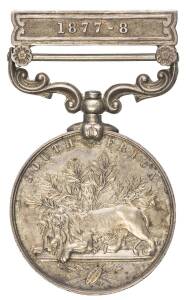 GREAT BRITAIN: SOUTH AFRICA MEDAL '1877-8' clasp, engraved 'CORPL.Â G. WARDEN. FRONTR. MTD RIFLES.' MY #127ii, no ribbon, gVF.