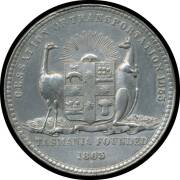 AUSTRALIA: 1853 CESSATION OF TRANSPORTATION (58mm) in white metal by the Royal Mint London, C# 1853/2, some edge knocks, VF.&Acirc;&nbsp;