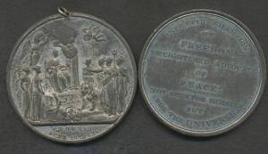 GREAT BRITAIN: White metal group with 1) Charles James Fox (53mm) rev. 'This Illustrious Patriot Departed This Life..." rev. "Intrepid Champion / of Freedom / Enlightened Advocate / of Peace..."Â 2) 1832 William IV "The Genius of Patriotism Driving Corrup