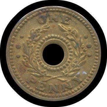 INTERNMENT CAMP TOKENS:Â 1d Brass Internment Camp Token, EF.