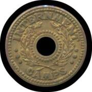 INTERNMENT CAMP TOKENS:Â 1d Brass Internment Camp Token, EF. - 2