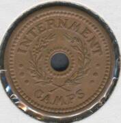 INTERNMENT CAMP TOKENS: FIVE SHILLINGS: 5/- Copper alloy Internment Camp Token, brown, EF. - 2