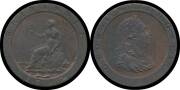 PROCLAMATION COINS: Great Britain, One Penny Cartwheel (2d): 1797 George III, clear red/blue fields, aUNC.