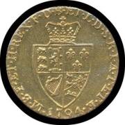 PROCLAMATION COINS: Great Britain, Spade Guinea (Â£1/2/-) 1794, First head type, rev. spade shaped shield, gold (22ct, 8.35g), VF.