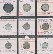 Selection in album leaves with better items noted including 1962 6d and 1963 Florin with Bitten Flan, 1937 Crown x2 and 1938 (EF), &Acirc;&nbsp;also die breaks and other flaws plus 1924 6d & 1928 1/- white metal copies, condition varied. - 2