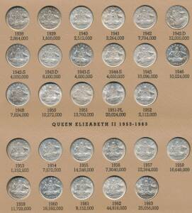 1938-1963 KGVI-QEII Complete date run, virtually all, including key dates 1939, 1952, and 1953 are aUnc/Unc.Â 