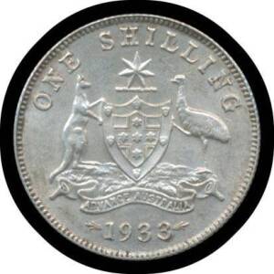 KGV 1933 1/-, key date, EF.