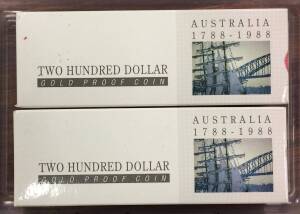 TWO HUNDRED DOLLARS: $200 Proofs, 1988 Bicentenary in box with cardboard outers, (10g, 22ct each), agw 18.32g.