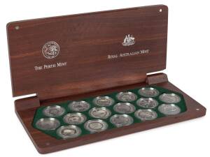 FIVE DOLLARS: $5 'The Sydney 2000 Olympic Silver Coin Collection', set of 16 Proof commemorative coins in cased Jarrah hardwood presentation box.