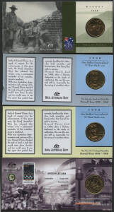 ONE DOLLAR: 1984-2002 $1 Uncirculated Commemorative Coin packs with mintmarks, show editions, dual sets, five coins sets etc. includes 1999 'The Last Anzacs' mintmark 'S' 'M' & 'C' packs and 2000 'Australia's First Victoria Cross'. Unc.