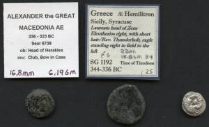 MACEDON, NEAPOLIS 411-438 BC, AR Hemidrachm (1.76g 13mm), Gorgon facing with protruding tongue, rev, 'NEOTT' female head facing right with hair tied;&Acirc;&nbsp;ALEXANDER THE GREAT 336-323BC, &Atilde;&fnof;&acirc;&euro;&nbsp; (19mm 6.19g) Sear #6739, Young head of Heracles right clad in lion'