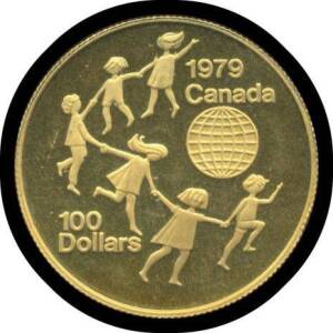 CANADA: $100 1979 International Year of the Child Proof, (22ct 16.97g) &Acirc;&nbsp;agw &Acirc;&frac12; oz.