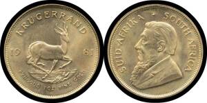 KRUGERRAND: 1981, agw 1oz, rim knock on obverse, otherwise aUnc. &Acirc;&nbsp;