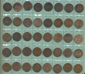 1900-1967 Farthing, Half-Penny and Penny collection in album, mostly complete date runs, condition varied.