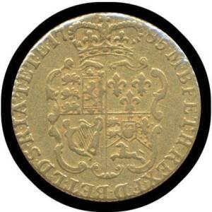 GUINEA: George III 1785 (21/-),Â S #3728, KM #604, Fourth laureate head, rev. crowned shield of Curras, gold (22ct, 8.35g), Fine.