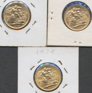 SOVEREIGN: QEII 1974-75 & 1978 Second Portrait, Young Head, St.George reverse, KM #919, Unc.