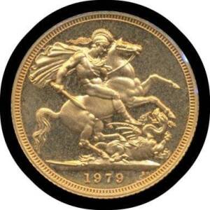 QEII: 1979 Proof, Second Portrait, Young Head, St.George reverse, KM #919PF.