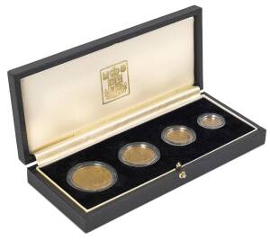 QEII: 1987 Gold proof 'Four-Coin Britannia Proof Set', Â£100 (1oz),Â Â£50 (Â½oz), Â£25 (1/4oz) and Â£10 (1/10th oz),Â cased set with cert #3062, (total agw 1.85oz).