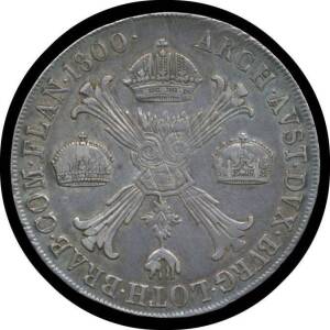 MILAN: Franz II, 1800 Silver Crocione (Kronenthaler), key date, KM #246, Laureate bust to right, 'FRANCISC II D.G Â R. I. S. A. GER. HIE. HVN. BOH. REX.' mm. 'M' (Milan) below, rev. foliated cross in form of 'X', crowns in left, top and right, Golden Flee