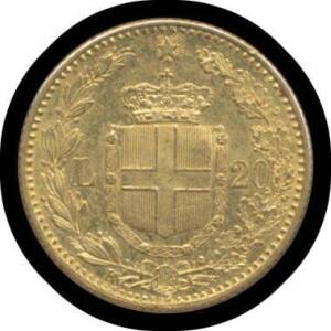 Umberto I: 1885 Gold 20 lira, KM #21 (0.900 6.45g), total agw 0.1867oz, gVF.