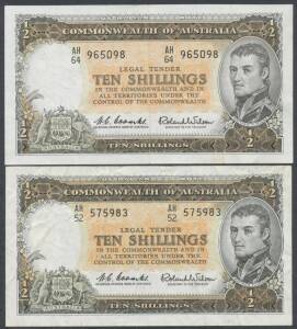 Mostly circulated group with KGVI 10/- & &Acirc;&pound;1 (2), &Acirc;&nbsp;QEII 10/- (2) and &Acirc;&pound;1 with a couple of better notes (6), condition varied.
