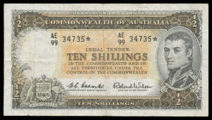 TEN SHILLINGS: 10/- Star Note, Coombs/Wilson, McDonald #25s, Renniks #17S, Reserve Bank Issue, serial 'AE99 34735*', VG.