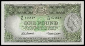 ONE POUND STAR NOTE: QEII Â£1 Coombs/Wilson McD #52s, serial 'HE/84 52651*, crisp note, tiny blemish at base, gEF. ** The printed catalogue incorrecty describes 'Star Note Trio', this lot comprises a single note only. **