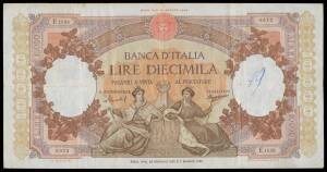10,000L Menichella/Boggione 01.06.1954 and 24.01.1959, Alfa #BI.832 & 839, Pick # 89c, both aVF.