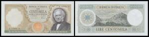 100,000L Manzoni,&Acirc;&nbsp;Carli/Barbarito&Acirc;&nbsp;06.02.1974, Alfa #BI.913 (R3), P #100c, serial 'B 190224 D', very light centre bend, crisp fresh note, gEF.