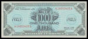 OCCUPATION ISSUES - USA,Â 1943A (Bi-lingual) 'ALLIED MILITARY CURRENCY' 5L to 1000L (aUnc), Pick #M18-23, condition varied.