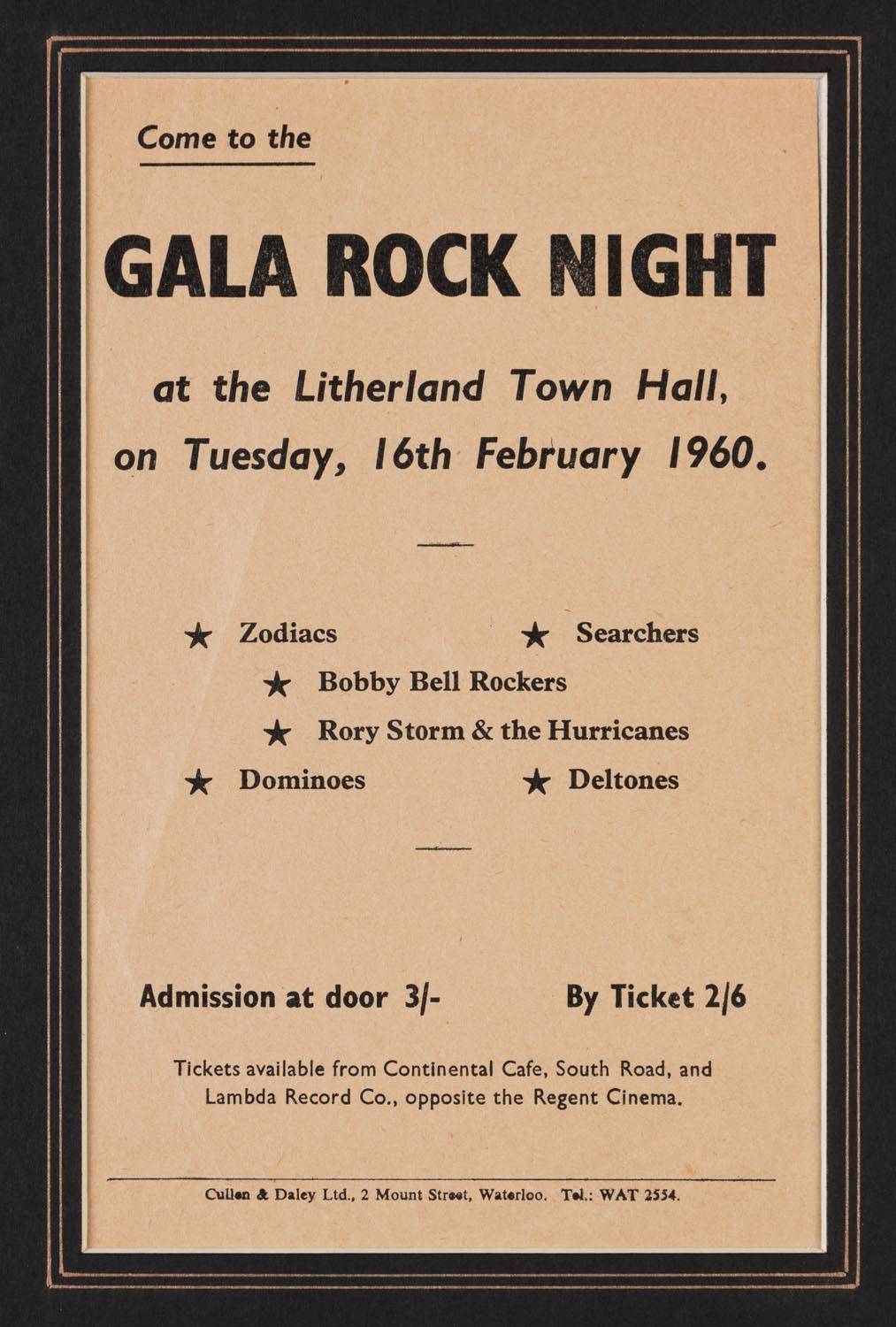 December 27, 1960 Litherland Town Hall, Liverpool, ENG