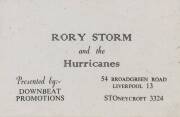 1960 flyer "Come to the GALA ROCK NIGHT at the Litherland Town Hall, on Tuesday 16th February 1960. * Zodiacs, * Searchers, * Bobby Bell Rockers, * Rory Storm & the Hurricanes, * Dominoes, * Deltones". Together with business card for "Rory Storm and the H - 2