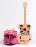 THE BEATLES: Collection including Dezo Hoffman photographs of John Lennon & George Harrison; Selcol mini-guitar; one-sheet movie poster for "Let it be"; books; Disk-Go-Case; badges, toys, scarf, figurines, cup & saucer; signed photo of Yoko Ono. Inspectio - 4